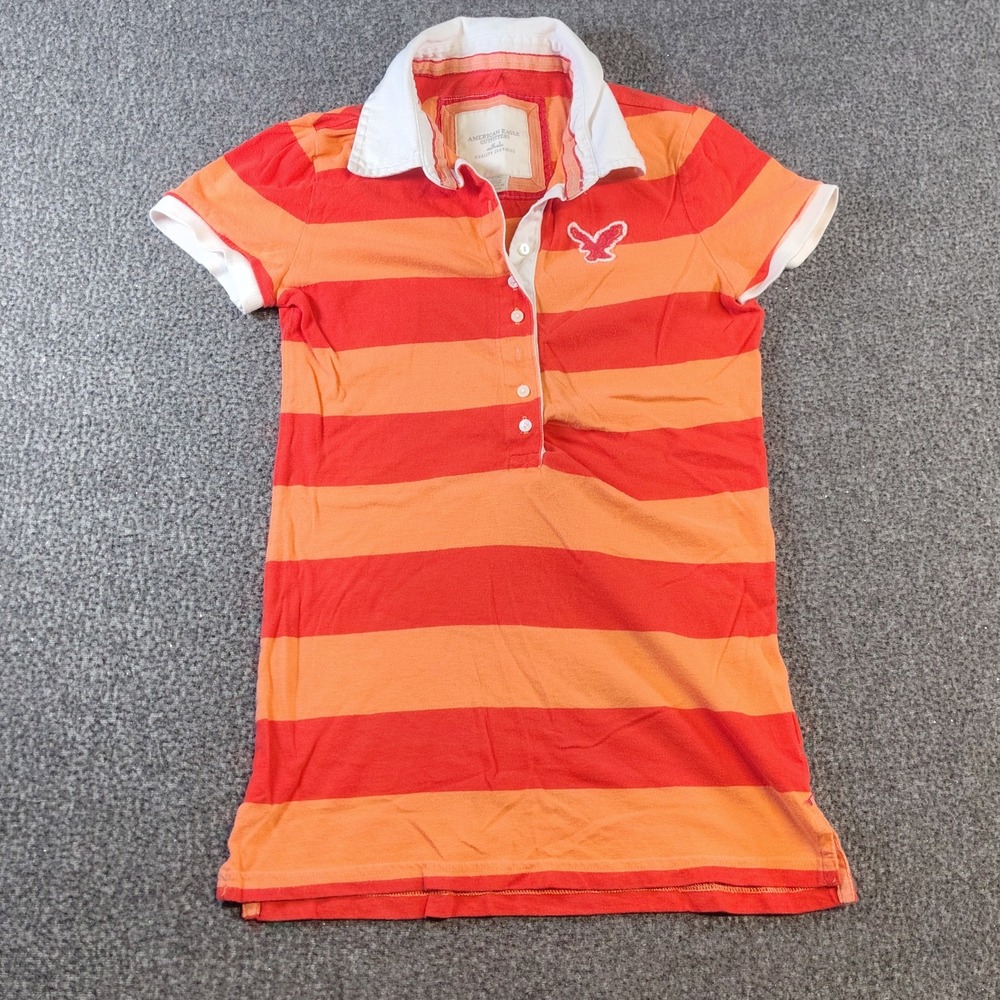 Y2K American eagle striped collared small polo woman's